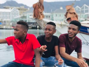 Modisha with his cousins at V&A Waterfront